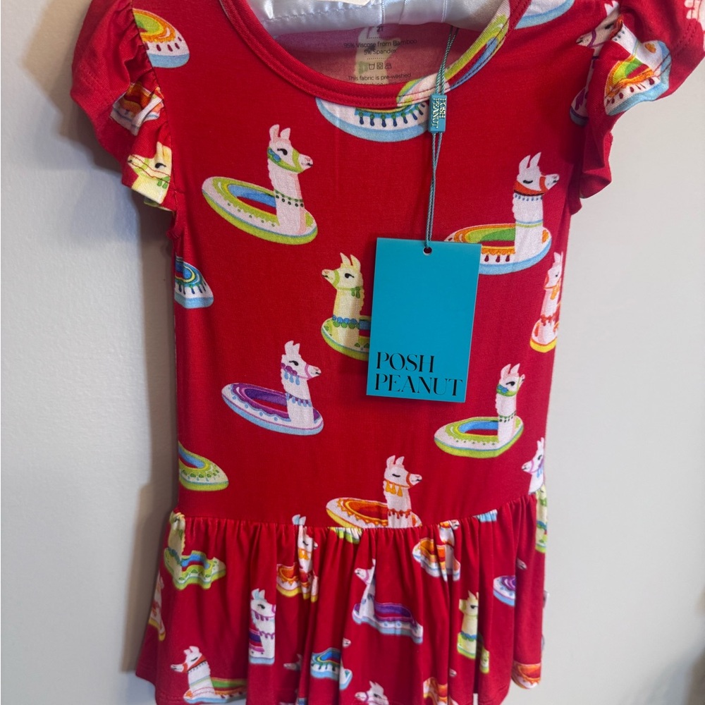 Posh Peanut Red Llama Print Dress